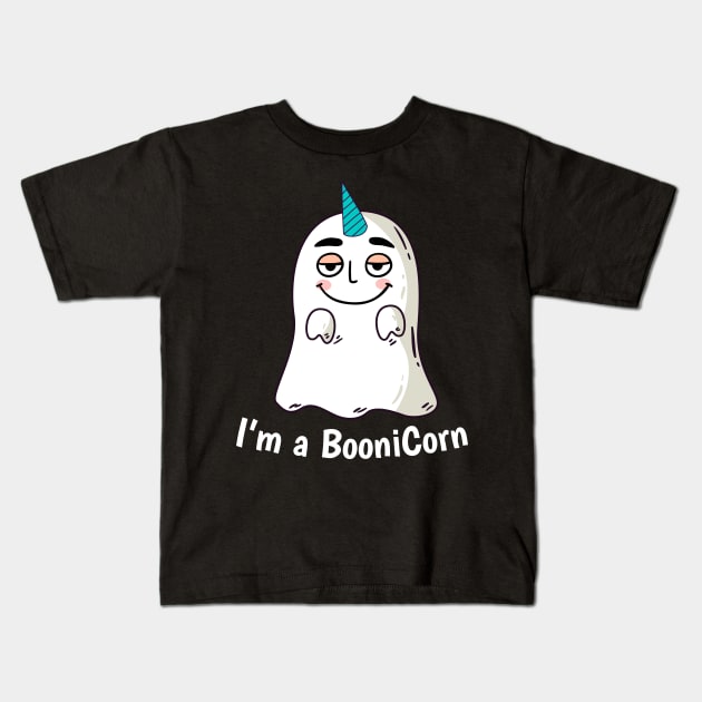 Funny Halloween: Relaxed Boonicorn Unicorn Ghost Kids T-Shirt by heidiki.png